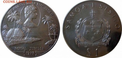 Крона Шайба Самоа и Сисифо 1 тала 1977 25 лет правления Елиз - кор0a_enl