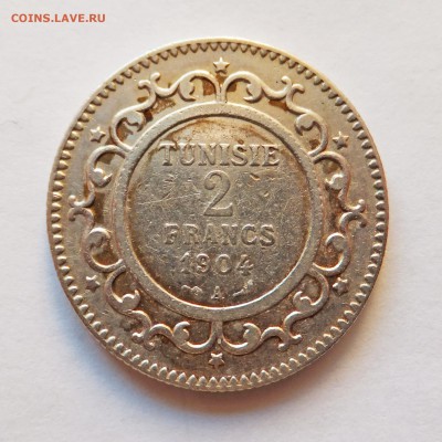 Тунис - Французский протекторат 2 франка 1904,11 на оценку - 1904-3