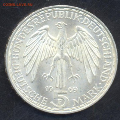 Германия 5 марок 1969 г. F  Меркатор. 3.04.18 г. 22 -00 МСК. - 5 м. 69  F