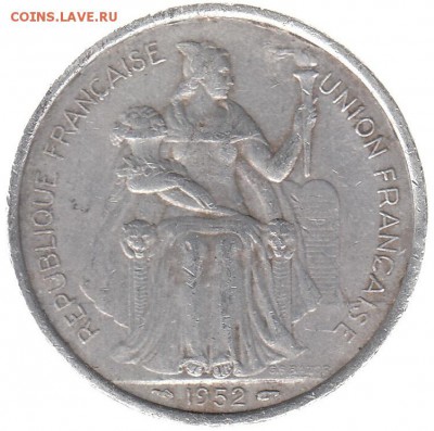 Новая Каледония 5 франков 1952 до 4.04 в 22.00 по мск - xcc