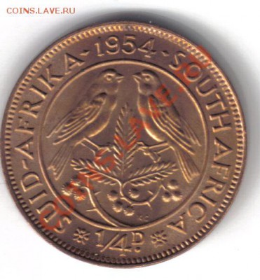 4 пенни 1954 до 15.04 21.00мск - ЮАР 1,4 пенни 1954-2