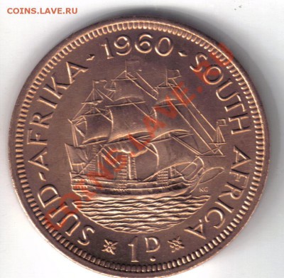 ЮАР 1 пенни 1960 парусник "Dromedaris" до 15.04 21.00мск - ЮАР 1 пенни 1960-2
