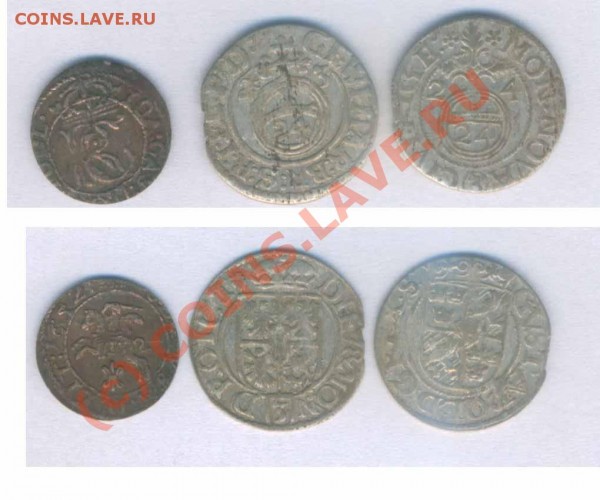 Солид Литовский 1652г.Полторак Пруский  1623г.Полторак Рига 1624г. - К - 94