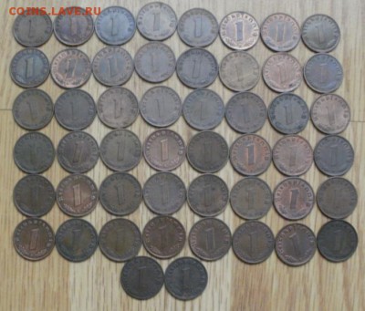 Рейх 100 шт  1 пфенниг 1937-1940 Фикс. "Бронза". до 09.04 - 34