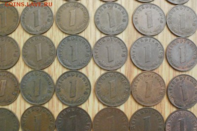 50 шт 1 пфенниг 1937A,D,E,F,J Фикс. III Рейх до 09.04 - 37г