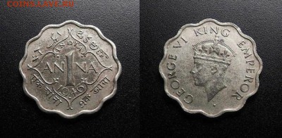 МОНЕТЫ МИРА 03-18 - Брит. Индия – 1 анна (1946) «Георг VI» медь-ник. №1-3