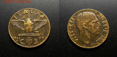 МОНЕТЫ МИРА 03-18 - Италия - 5 чентезимо (1942) алюм.-бронза №1-3