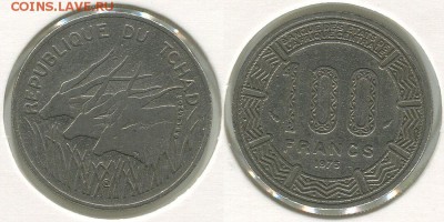 Чад 100 франков 1975 до 22-00мск 06.04 - cha-100f-1975