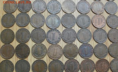 50 шт 1 пфенниг 1938  A,D,E,G,J Фикс. III Рейх до 09.04 - 38ю