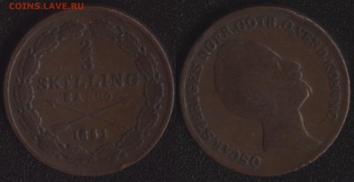 3 скиллинга 1851 до 22:00мск 12.04.18 - Швеция 2-3 скиллинга 1851 (160)