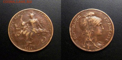 МОНЕТЫ МИРА 03-18 - Франция – 5 сантимов (1915) бронза №1-3