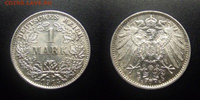 МОНЕТЫ МИРА 03-18 - Германия – 1 марка (1914 Е) (Ag)