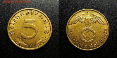 МОНЕТЫ МИРА 03-18 - Германия (3-й Рейх) – 5 рейхспфеннигов (1938 J)