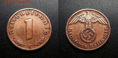 МОНЕТЫ МИРА 03-18 - Германия (3-й Рейх) – 1 рейхспфенниг (1937 F)