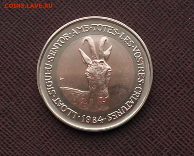 Биметалл Андорра 2 динера 1984 Животные - Горный Козел Церна - bimetall_andorra_2_dinera_1984_zhivotnye_gornyj_kozel_cerna_fauna