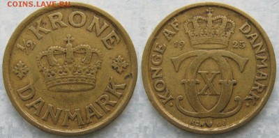 2 кроны 1925 до 12-04-18 в 22:00 - Дания пол кроны 1925     175-ак15-3811