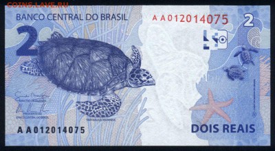 Бразилия 2 реала 2010 unc  14.04.18 22:00 мск - 1