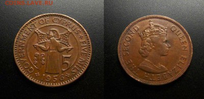 МОНЕТЫ МИРА 03-18 - Брит. Кипр – 5 милс (1956) «Киприот» №6