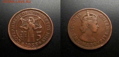 МОНЕТЫ МИРА 03-18 - Брит. Кипр – 5 милс (1955) «Киприот» №13