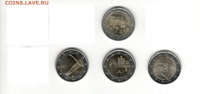 2-евровые монетки 2011, 2017 по ФИКС цене 185 рублей - 2 евровые Б
