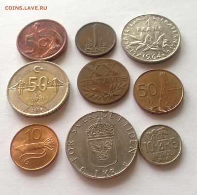 9 разных монет  (1952-2009г.) , до 15.04.18г. - ев