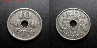 МОНЕТЫ МИРА 03-18 - Дания – 10 эре (1925) медь-ник. №1-2