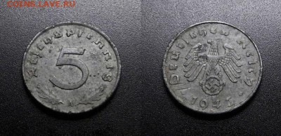 МОНЕТЫ МИРА 03-18 - Германия (3-й Рейх) – 5 рейхспфеннигов (1943 А) цинк