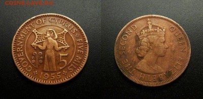 МОНЕТЫ МИРА 03-18 - Брит. Кипр – 5 милс (1955) «Киприот» №12