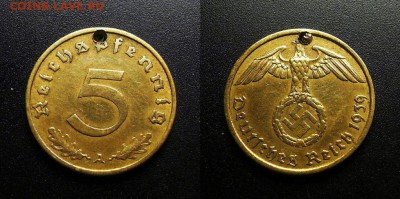 МОНЕТЫ МИРА 03-18 - Германия (3-й Рейх) – 5 рейхспфеннигов (1939 А) (с отв.)