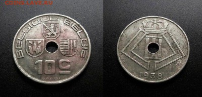 МОНЕТЫ МИРА 03-18 - Бельгия – 10 сантимов (1938) ник.-лат. №1-2