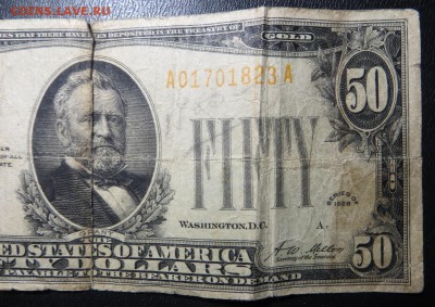 50 долларов США 1928 год. Золотой сертификат. - 004.JPG