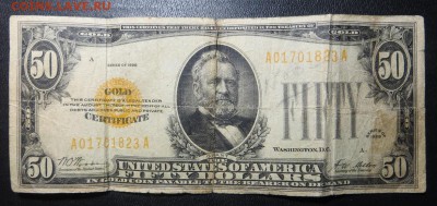 50 долларов США 1928 год. Золотой сертификат. - 002.JPG