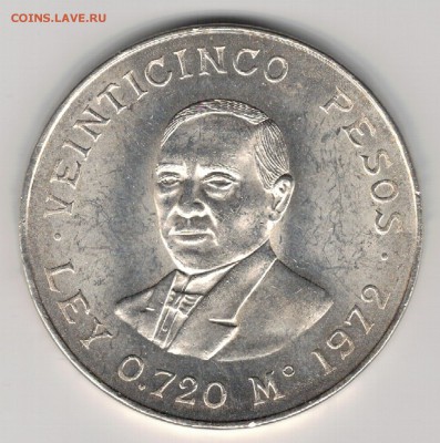 Ag Мексика 25 песо 1972 до 16.04.18 в 22.00мск (Е839) - 5-м25п72а