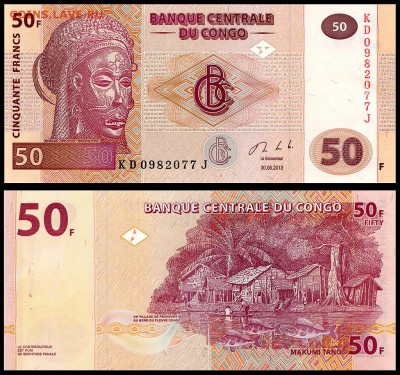 С рубля. Конго 50 франков  UNC. до 17.04.18г. в 22:00мск - Конго_50