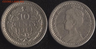 Нидерланды 10 центов 1919 до 22:00мск 18.04.18 - Нидерланды 10 центов 1919 -90