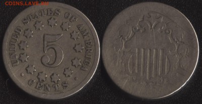 США 5 центов 1868 -до 22:00мск 18.04.18 - США 5 центов 1868 -90