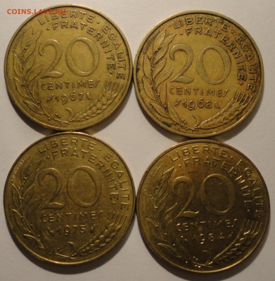с 1 руб. 20 сантимов 1967-1984г.,4шт,Франция до 21:30 15.04. - Франция 20 сантимов 4 штуки-4.JPG