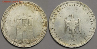 10 марок 1989 J Германия 800 лет Хафену и Гамбургу до 18.04 - IMG_1292.JPG