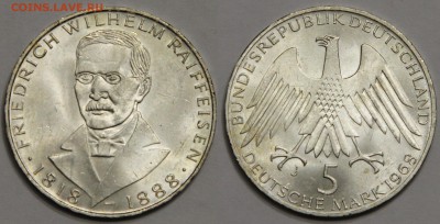 5 марок 1968 J Германия Вильгельм Райффайзен до 18.04 - IMG_1351.JPG
