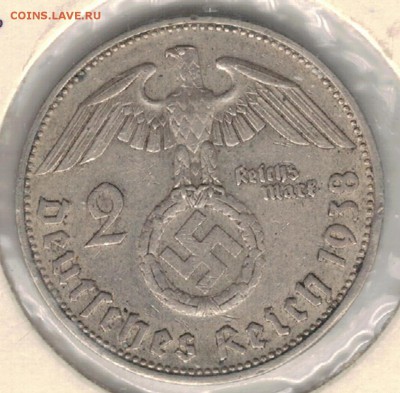 Ag ГЕРМАНИЯ 2 РЕЙХСМАРКИ 1938В ДО 19.04.2018 В 22Ч (Е709) - 5-1938а