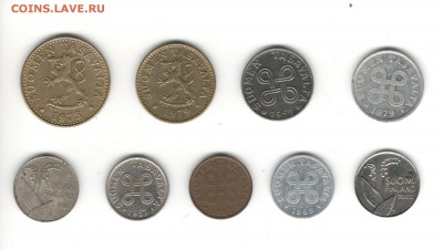 Финляндия, 9 монет одних лотом. - Финляндия Б