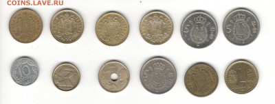 Монеты Испании, фикс-распродажа по 20 рублей за 1 штуку - Испания А