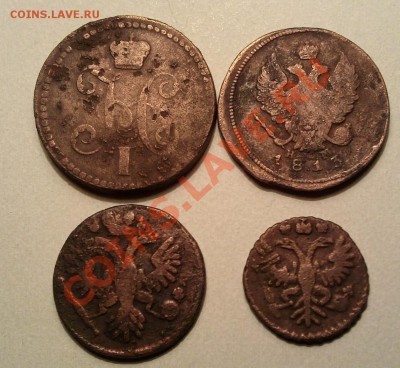 Полушка 1731, деньга 1735, 2 коп. 1813, 2 коп. 1840 - Ф2