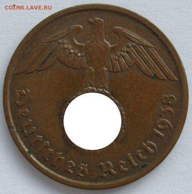 2 пфеннига 1938 A. C 1 рубля. - 2 пф 1938 A - 2-1