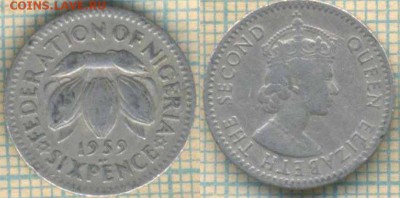 Нигерия 6 пенсов 1959 г., до 27.04.2018 г. 22.00 по Москве - Нигерия 6 пенсов 1959  575