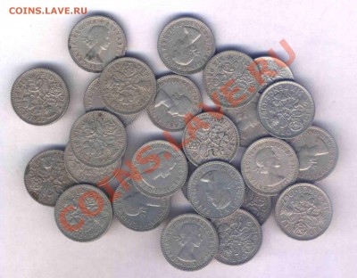 Англия 6 пенсов 1950-60-е г.25 шт. норм. сост.до 21.04.21,30 - 192