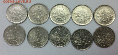 Франция 5 франков 10 штук 1970-1994 23.04.2018 22:00 - 5фра