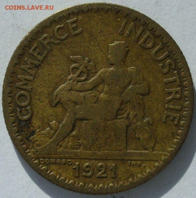 1 франк Франция 1923. Старт 10 рублей. - 1 франк Франция 1923 - 2