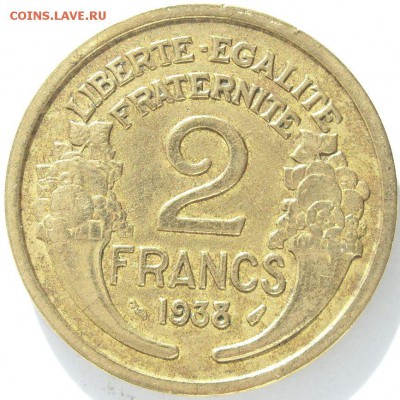 2 франка Франция 1938. Старт 10 рублей. - 2 франка Франция 1938 - 1