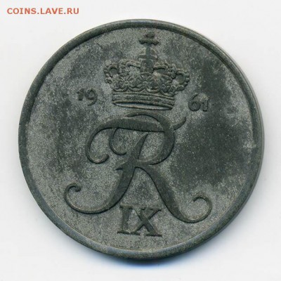 Дания 5 эре 1961 г. - Дания_5эре-1961_А